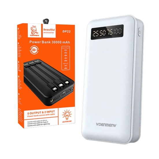 Denmen Power Bank DP22 with Dual USB Ports 30000mAh White Denmen Power Bank DP22 with Dual USB Ports 30000mAh White